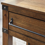 RoybeckLight Brown Wood/Bronze-Tone Metal Accent Cabinet