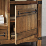 RoybeckLight Brown Wood/Bronze-Tone Metal Accent Cabinet