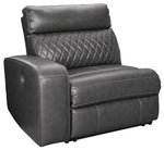 Samperstone 3-Pc Gray Faux Leather Power Recliner Loveseat