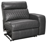 Samperstone 3-Pc Gray Faux Leather Power Recliner Loveseat