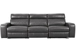 Samperstone 3-Pc Gray Faux Leather Power Recliner Sofa