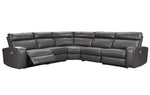 Samperstone 5-Pc Gray Faux Leather Power Recliner Sectional Sofa