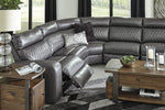 Samperstone 5-Pc Gray Faux Leather Power Recliner Sectional Sofa