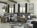 Samperstone 6-Pc Gray Faux Leather Power Recliner Sectional Sofa