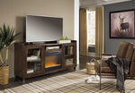 Starmore Brown Wood XL TV Stand with Fireplace Insert