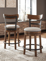 Valebeck Brown Wood Swivel Bar Stool