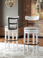 Valebeck White Wood Tall Swivel Bar Stool