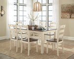 Woodanville 7-Pc Brown/Cream Wood Dining Table Set