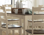 Woodanville 7-Pc Brown/Cream Wood Dining Table Set