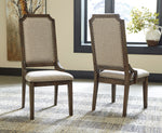 Wyndahl 2 Beige Fabric/Rustic Brown Wood Side Chairs