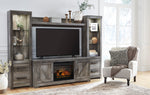 Wynnlow Rustic Gray Wood Entertainment Center with Infrared Fireplace Insert