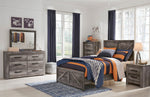 Wynnlow Gray Wood Full Crossbuck Panel Bed