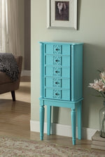 Tammy Light Blue Jewelry Armoire with Mirror & Jewelry Storage