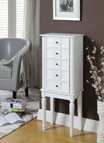 Tammy White Wood Jewelry Armoire with Mirror & Jewelry Storage