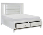 Tamsin White Metallic Wood King Bed with Storage