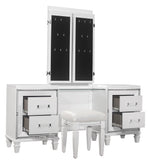 Tamsin White Metallic Wood Vanity Dresser with Mirror