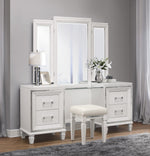 Tamsin White Metallic Wood Vanity Dresser with Mirror