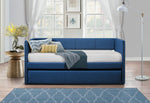 Therese Blue Fabric Twin Daybed with Trundle