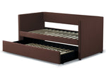 Therese Chocolate Fabric Twin Daybed with Trundle