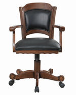 Turk Black Leatherette/Tobacco Wood Game Chair