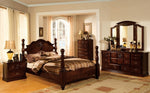 Tuscan II Glossy Dark Pine Queen Poster Bed