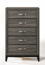 Valdemar Weathered Gray Wood Chest with 5 Drawers