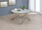 Valora Champagne Finish Metal/Frosted Glass Round Coffee Table