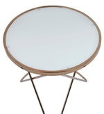 Valora Champagne Finish Metal/Frosted Glass Round End Table