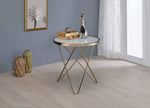 Valora Champagne Finish Metal/Frosted Glass Round End Table