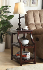 Wasaki Espresso Wood Side Table with USB & 2 Shelves