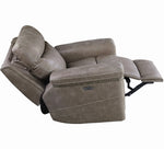 Wixom Taupe Faux Suede 2xPower Glider Recliner