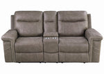 Wixom Taupe Faux Suede 2xPower Recliner Loveseat