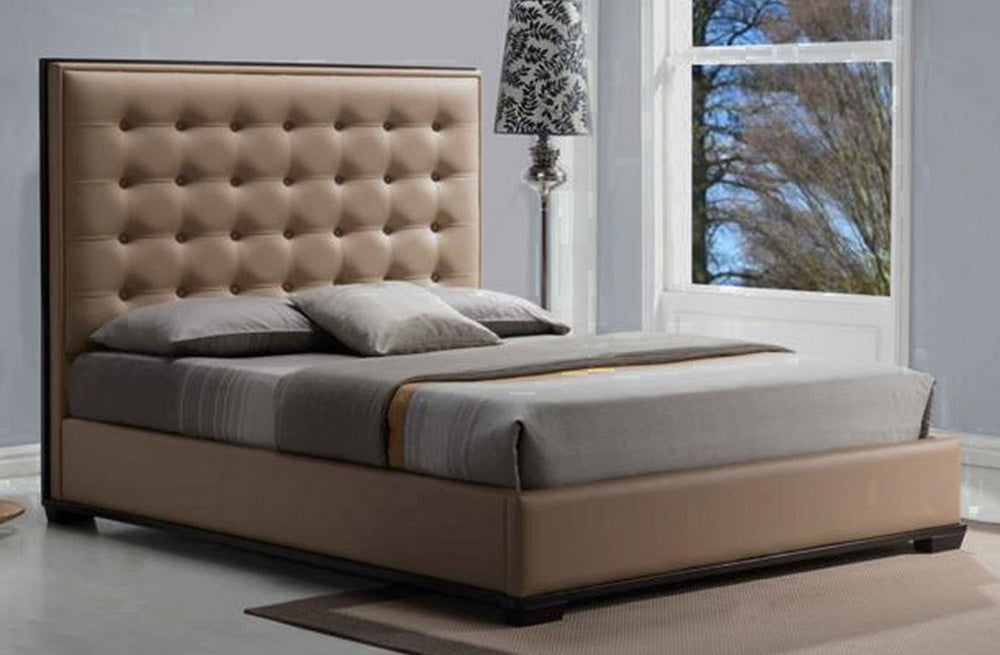 Nadia Pavilion Brown PU Leather Cal King Platform Bed