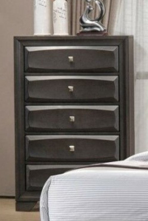 Melanie Espresso Wood 5-Drawer Chest