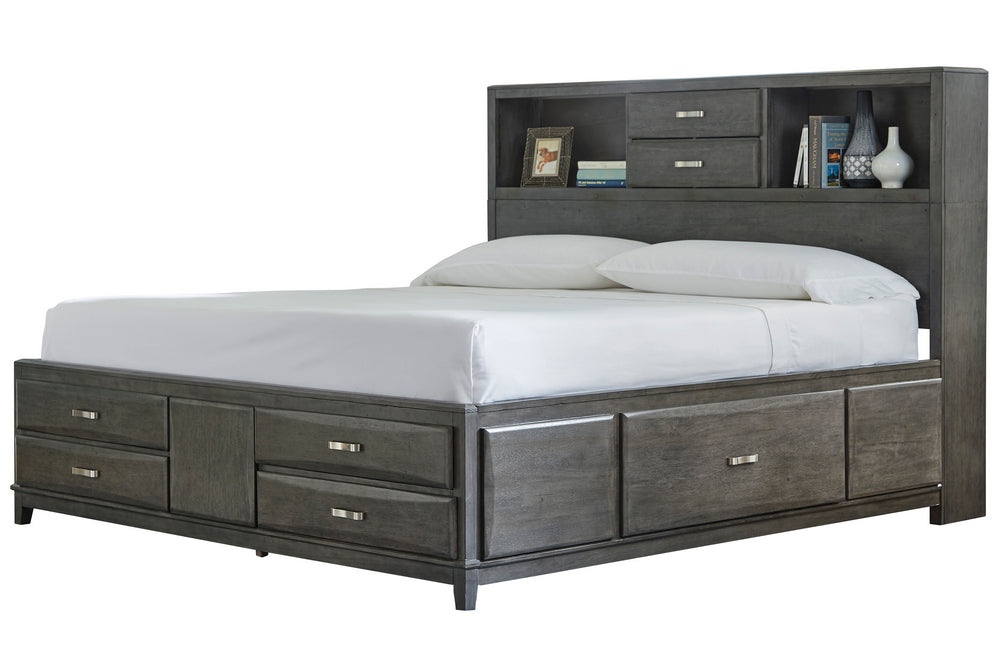 Caitbrook Gray Wood Cal King Storage Bed