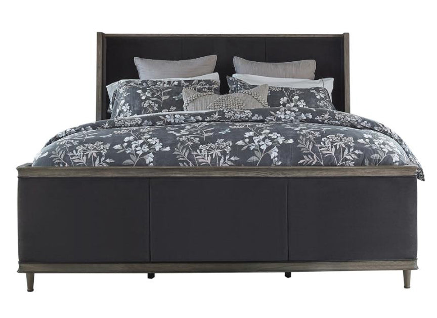 Alderwood Charcoal Grey Velvet King Bed (Oversized)