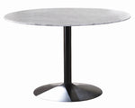 Bartole White/Grey Marble/Black Metal Round Dining Table