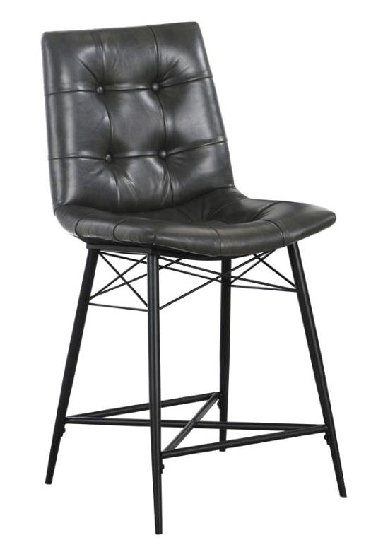 Dittnar 2 Grey Leatherette/Gunmetal Counter Height Chairs