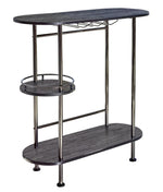 Aceline Black Nickel Metal/Black Oak Wood Bar Unit