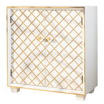 Luna White Accent Cabinet with Gold Painted Lattice Design