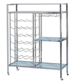 Accalia Chrome Metal Serving Cart with Glass Shelves