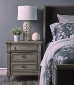 Alderwood French Grey Wood 3-Drawer Nightstand