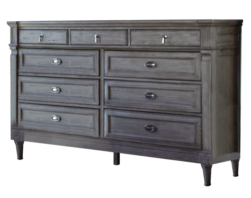 Alderwood French Grey Wood 9-Drawer Dresser