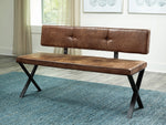 Sherman Antique Brown/Matte Black Metal Dining Bench