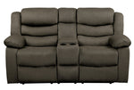 Discus Brown Manual Recliner Loveseat with Console