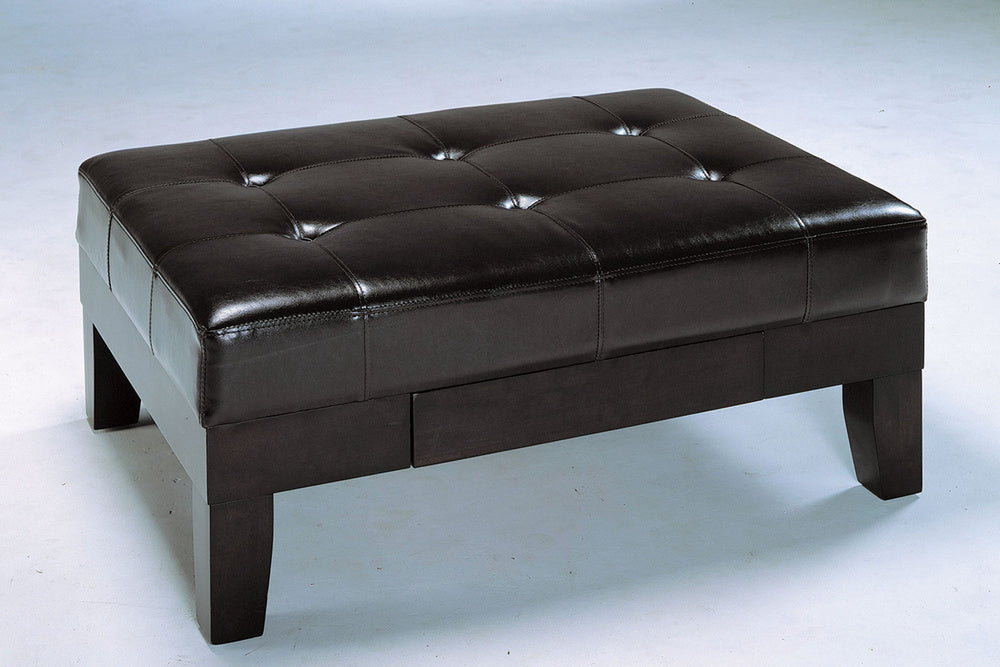 Balbina Espresso PU Leather Ottoman w/Storage