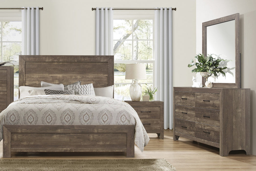 Corbin 4-Pc Rustic Brown Wood Queen Bedroom Set