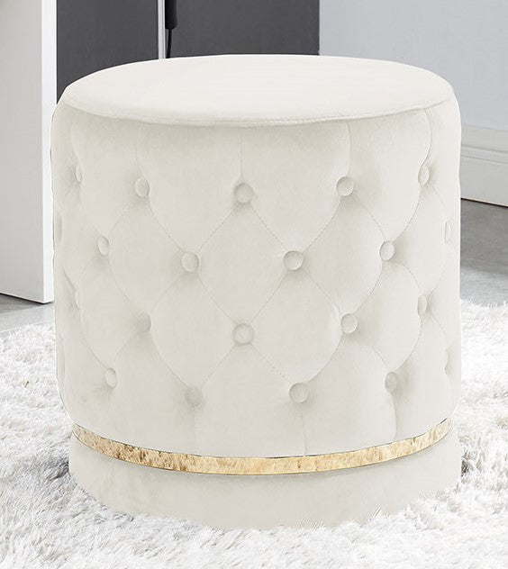 Shelby Ivory Velvet Round Swivel Stool