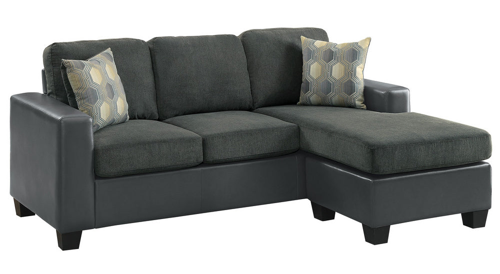 Sloan Gray Fabric/Leather Gel Reversible Sectional