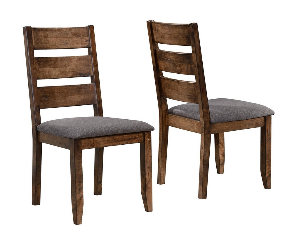 Alston 2 Grey Fabric/Knotty Nutmeg Wood Side Chairs